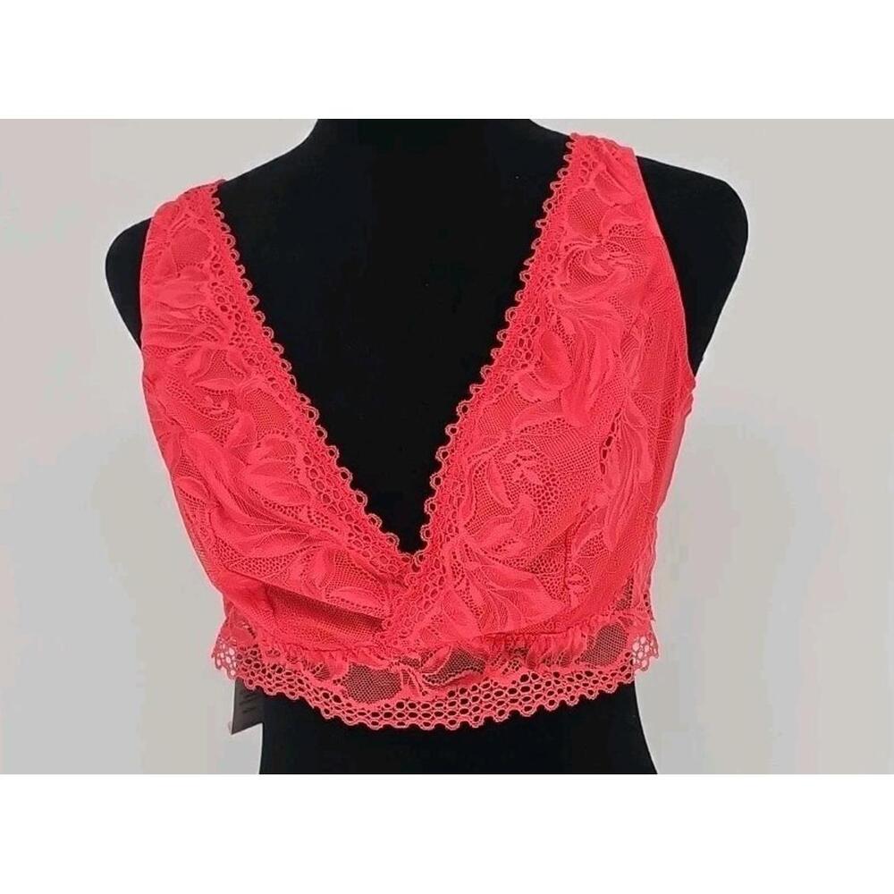 Soma Bralette Bra Extra Large Red‎ Lace Plunge V-Neck No Wire Convertible